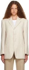 Jacquemus La Veste Tibau Linen-blend Blazer In 130 Light Beige