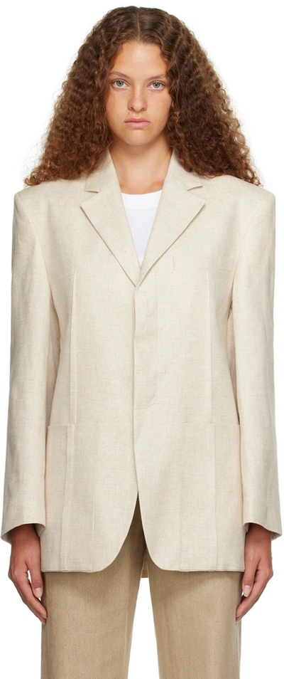 Jacquemus La Waistcoate Tibau Linen-blend Blazer In Beige