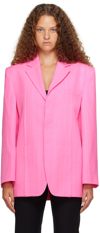 Jacquemus Woman Suit Jacket Fuchsia Size 4 Virgin Wool, Elastane In 430 Pink