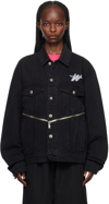 We11 Done Black Zip Denim Jacket In Black