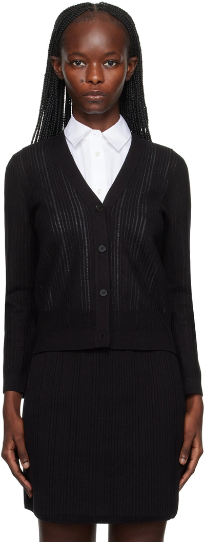 Theory Fine-knit Long-sleeve Cardigan In Black