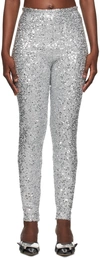 We11 Done Silver Sequins Leggings In Silver