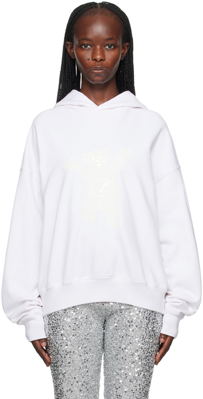 We11 Done White Printed Hoodie In Ivory