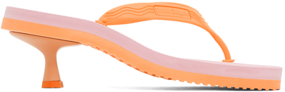 Palm Angels Pink & Orange Kitten Heeled Sandals In Orange/pink