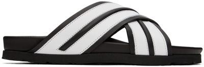 Palm Angels Striped Track Pool Slides In Black