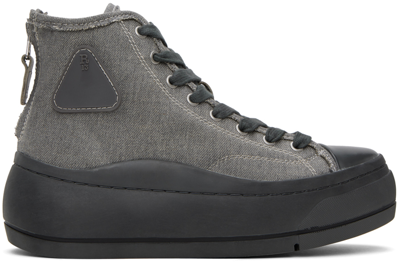 R13 Gray Kurt Sneakers In Light Grey Denim