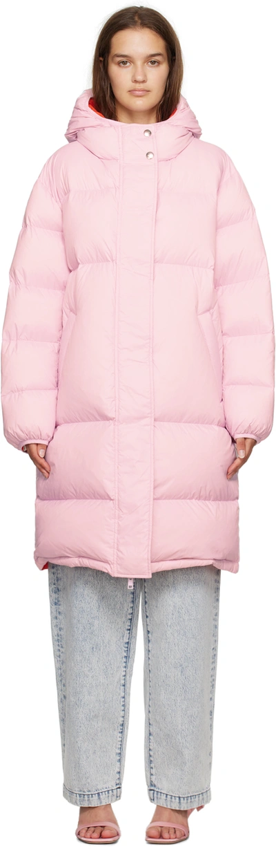 Msgm Pink Oversized Puffer Coat In 12 Pink