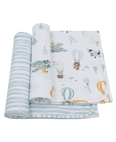 Living Textiles Baby Boys Cotton Jersey Swaddle Blankets, Pack Of 2 In Multicolor