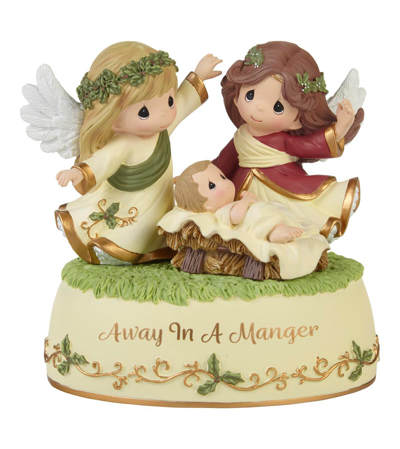 Precious Moments "away In A Manger" Resin Musical In Multicolored