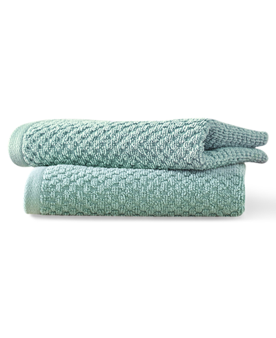Blue Loom Lilly Cotton And Rayon From Bamboo 2 Piece Hand Towel Set, 30" X 18" In Seafoam