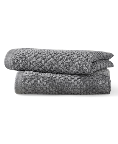 Blue Loom Lilly Cotton And Rayon From Bamboo 2 Piece Hand Towel Set, 30" X 18" In Smoke