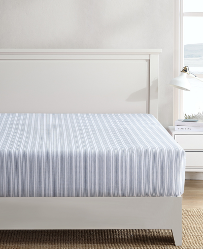 Nautica Beaux Stripe Cotton Percale Fitted Sheet, Twin/twin Xl In Navy Seas