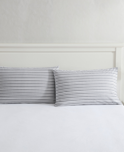 Nautica Coleridge Stripe Cotton Percale Pillowcase Pair, Standard In Charcoal