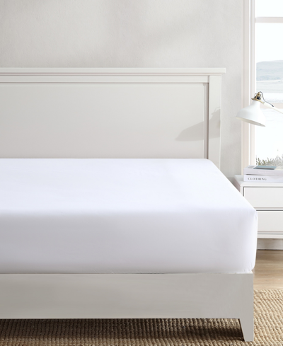 Nautica Solid T200 Cotton Percale Fitted Sheet, Twin/twin Xl In Deck White