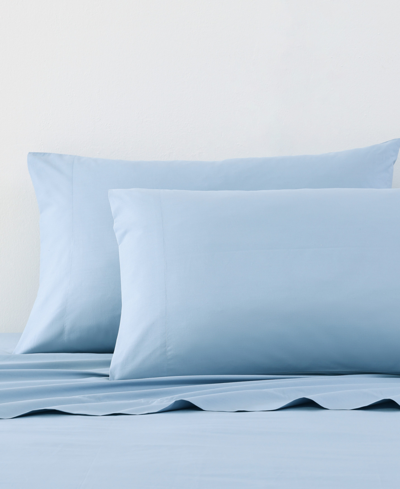 Nautica Solid Cotton Percale 4 Piece Sheet Set, Full In Lake Blue