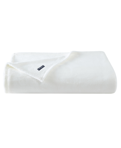 Nautica Solid Ultra Soft Plush Fleece Blanket, Full/queen In Deck White