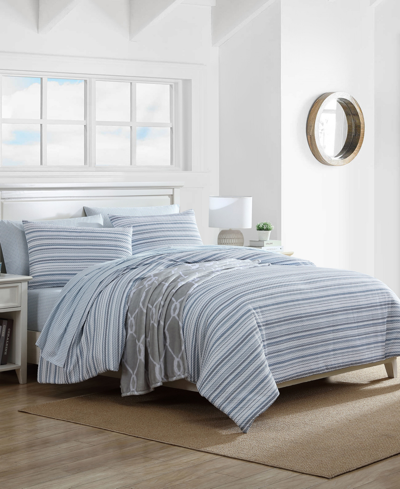 Nautica Pembrook Embossed 8 Piece Comforter Set, King In Soft Blue