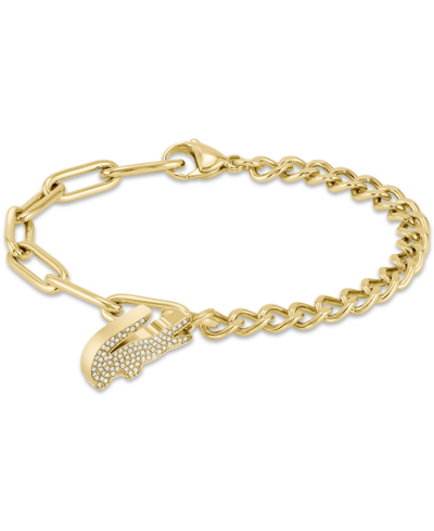 Lacoste Stainless Steel Crocodile Chain Bracelet In Gold