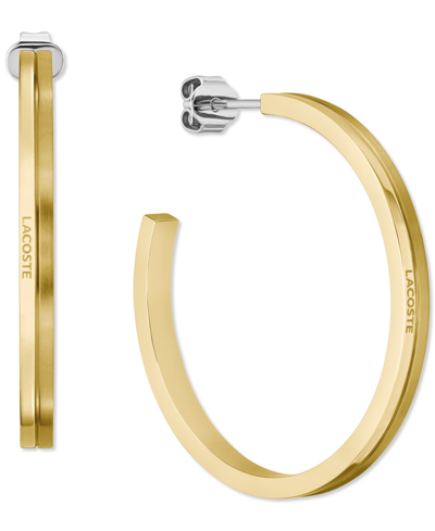 Lacoste Gold-tone Stainless Steel Virtua Medium Hoop Earrings, 1.4"