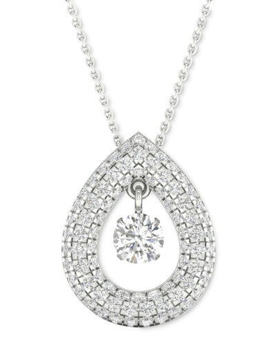 Macy's Diamond Orbital Multi Halo Teardrop Pendant Necklace (1/2 Ct. T.w.) In 10k White Gold, 16" + 2" Exte