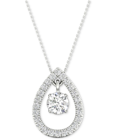 Macy's Diamond Orbital Halo Teardrop Pendant Necklace (1/4 Ct. T.w.) In 10k White Gold, 16" + 2" Extender