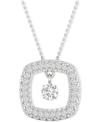 Macy's Diamond Orbital Square Halo Pendant Necklace (5/8 Ct. T.w.) In 10k White Gold, 16" + 2" Extender In White Gold