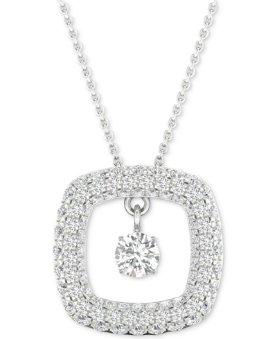 Macy's Diamond Orbital Square Halo Pendant Necklace (5/8 Ct. T.w.) In 10k White Gold, 16" + 2" Extender