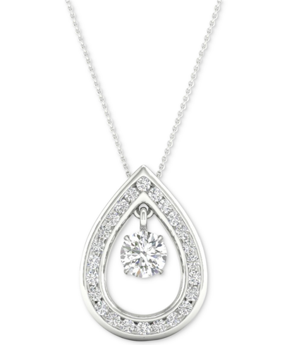 Macy's Diamond Orbital Teardrop Halo Pendant Necklace (1/3 Ct. T.w.) In 10k White Gold, 16" + 2" Extender