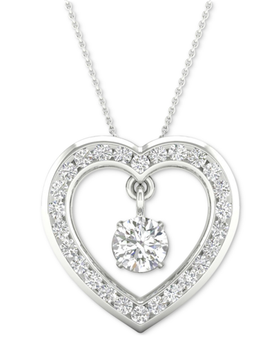 Macy's Diamond Orbital Heart Halo Pendant Necklace (1/3 Ct. T.w.) In 10k White Gold, 16" + 2" Extender
