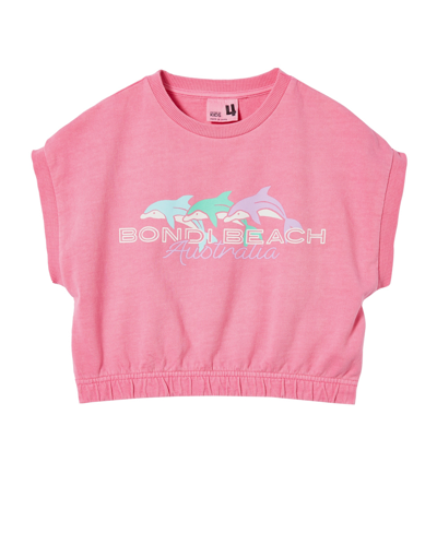 Cotton On Little Girls Tammy T-shirt In Pink Punch/bondi Beach