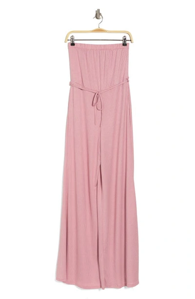 Go Couture Strapless Tube Jumpsuit In Mauve