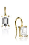 HOUSE OF FROSTED 14K GOLD PLATE STERLING SILVER WHITE TOPAZ EARRINGS
