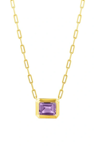 House Of Frosted 14k Gold Plated Sterling Silver Amethyst Deco Chain Necklace