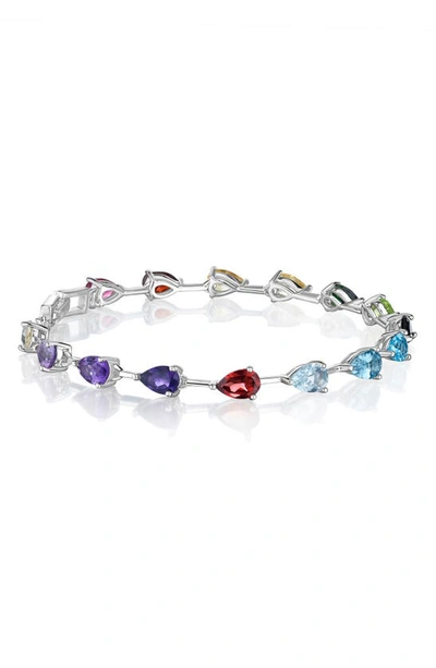 House Of Frosted Sterling Silver Amethyst Pear Stone Bracelet