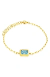 HOUSE OF FROSTED 14K GOLD PLATE STERLING SILVER BEZEL TOPAZ BRACELET