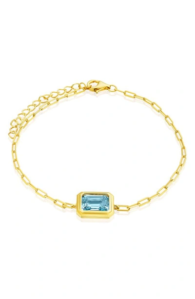 House Of Frosted 14k Gold Plated Sterling Silver Bezel Topaz Bracelet