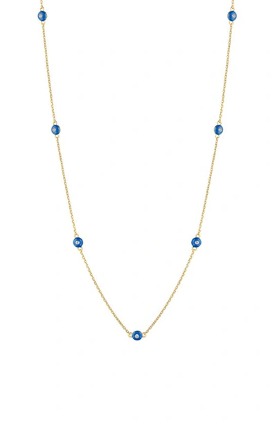 House Of Frosted 14k Gold Plated Sterling Silver Enamel & White Topaz Station Chain Necklace