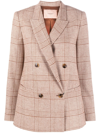 Twinset Double-breasted Checked Blazer In Neutrals