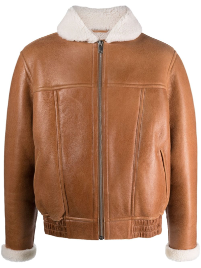 Marant Alberto Shearling-lining Jacket In Brown