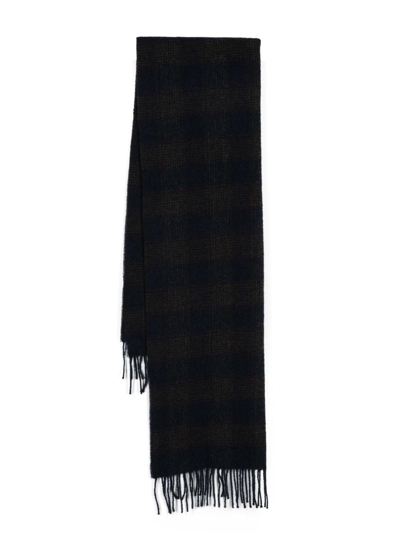 Brunello Cucinelli Chunky Cable-knit Fringed Scarf In Blue