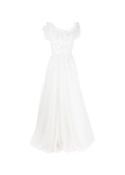 Jenny Packham Angel Eyes Flared Maxi Dress In White