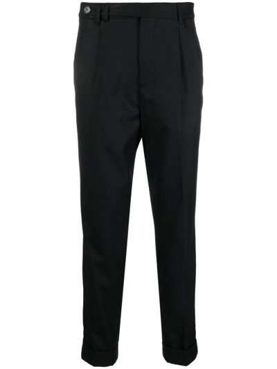 Brunello Cucinelli Cropped Virgin-wool Tapered Trousers In Black