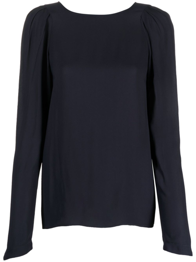 N°21 Pleat-detail V-back Blouse In Blue