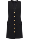 Balmain V-neck Button-front Minidress In 0pa