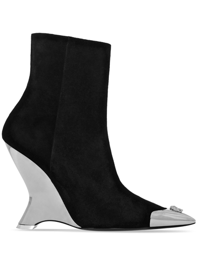 Philipp Plein Pointed-toe Suede Ankle Boots In Black