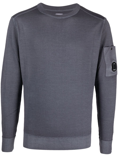 C.p. Company Lens-detail Long-sleeve Wool Sweatshirt In Grey