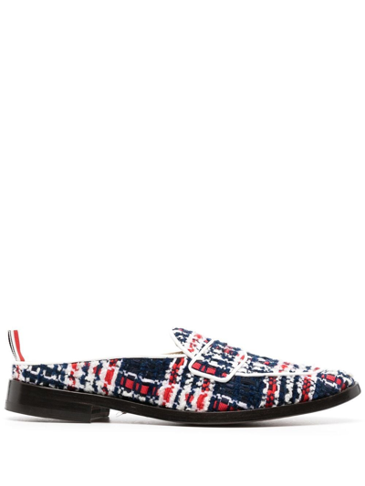 Thom Browne Tweed Chenille Loafers In Blue