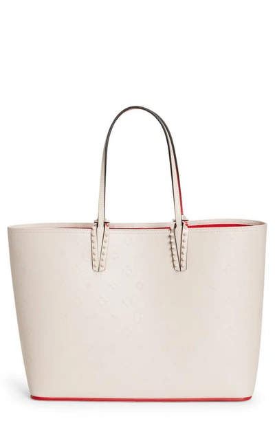 Luxury handbag - Frangibus Christian Louboutin small tote bag in white  fabric and colored inserts