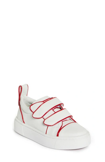 Christian Louboutin Kids' Toyototoy Leather Low-top Sneakers In Bianco/ Loubi