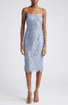 Michael Kors Embellished Cotton-blend Slip Dress In Coast